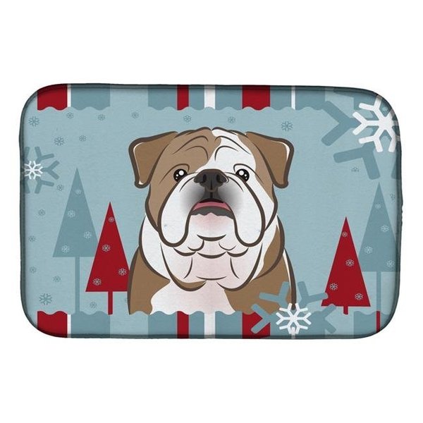 Carolines Treasures Carolines Treasures BB1715DDM Winter Holiday English Bulldog Dish Drying Mat BB1715DDM